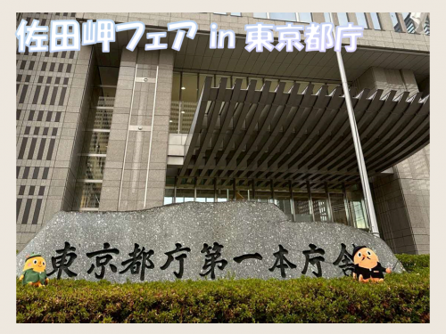 東京都庁第一本庁舎の看板とサダンディーとチビダンディー